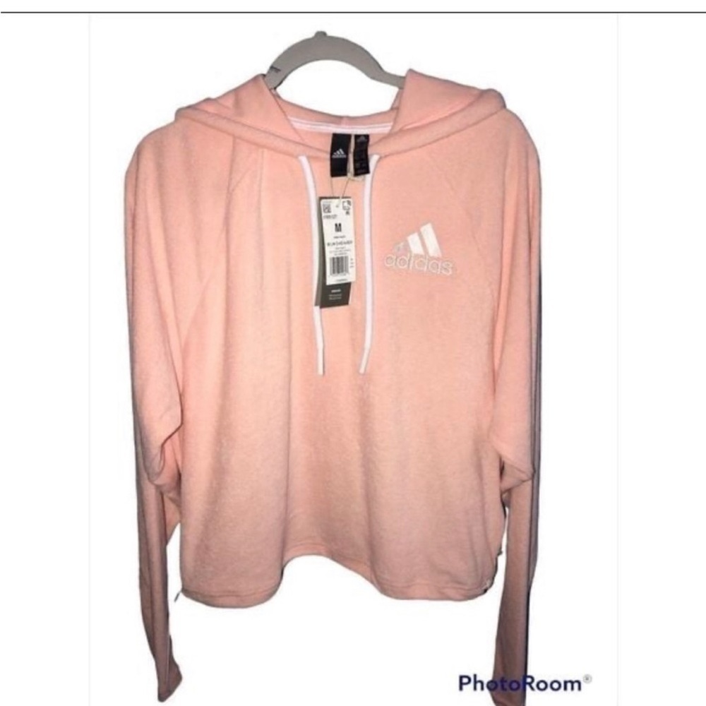 NWT Adidas Women’s Hazcor & Whtmel Coral/White Hoodie Size Medium - Picture 2 of 6